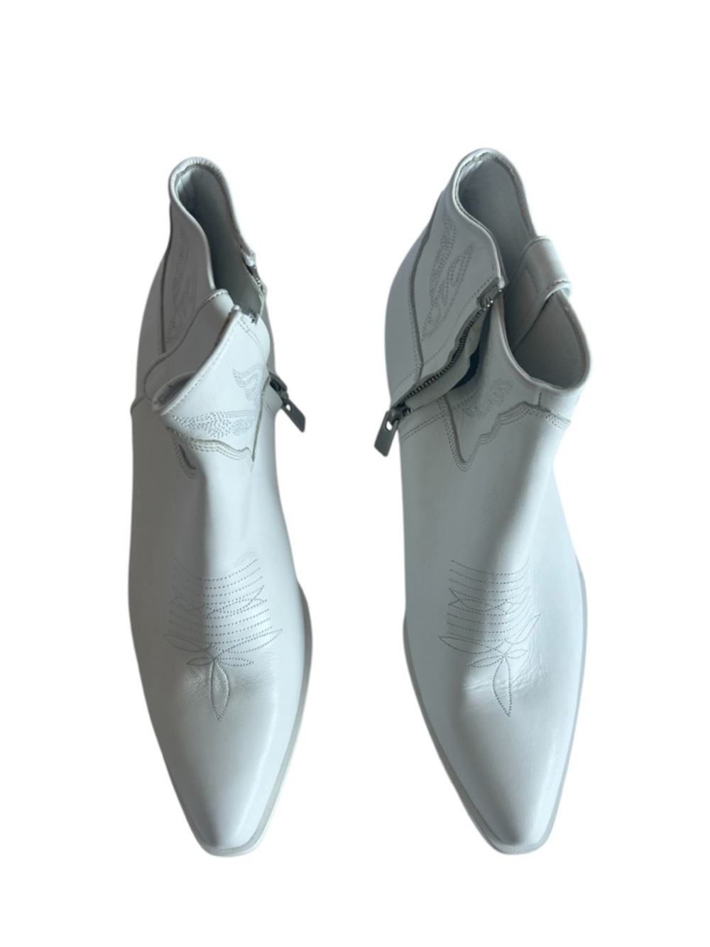 Anine Bing White Leather Ankle Zip Boots